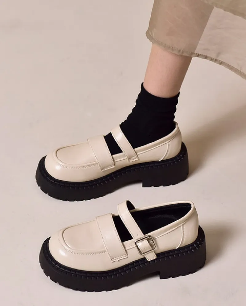 2022 Estate Casual Fibbia Della Piattaforma Scarpe Mary Janes Elegante Antiscivolo Scarpe Medie Donna Punta Rotonda Moda Scarpe