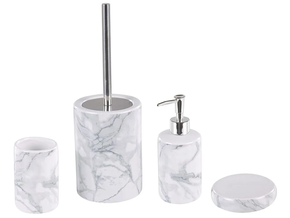 4-Piece Bathroom Accessories Set ARAUCO Ceramic White