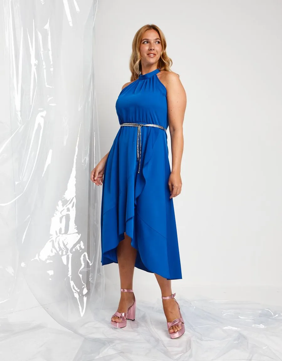 Abito con scollo all'americana e gonna asimmetrica