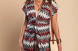 Abito da spiaggia con stampa multicolor, nero