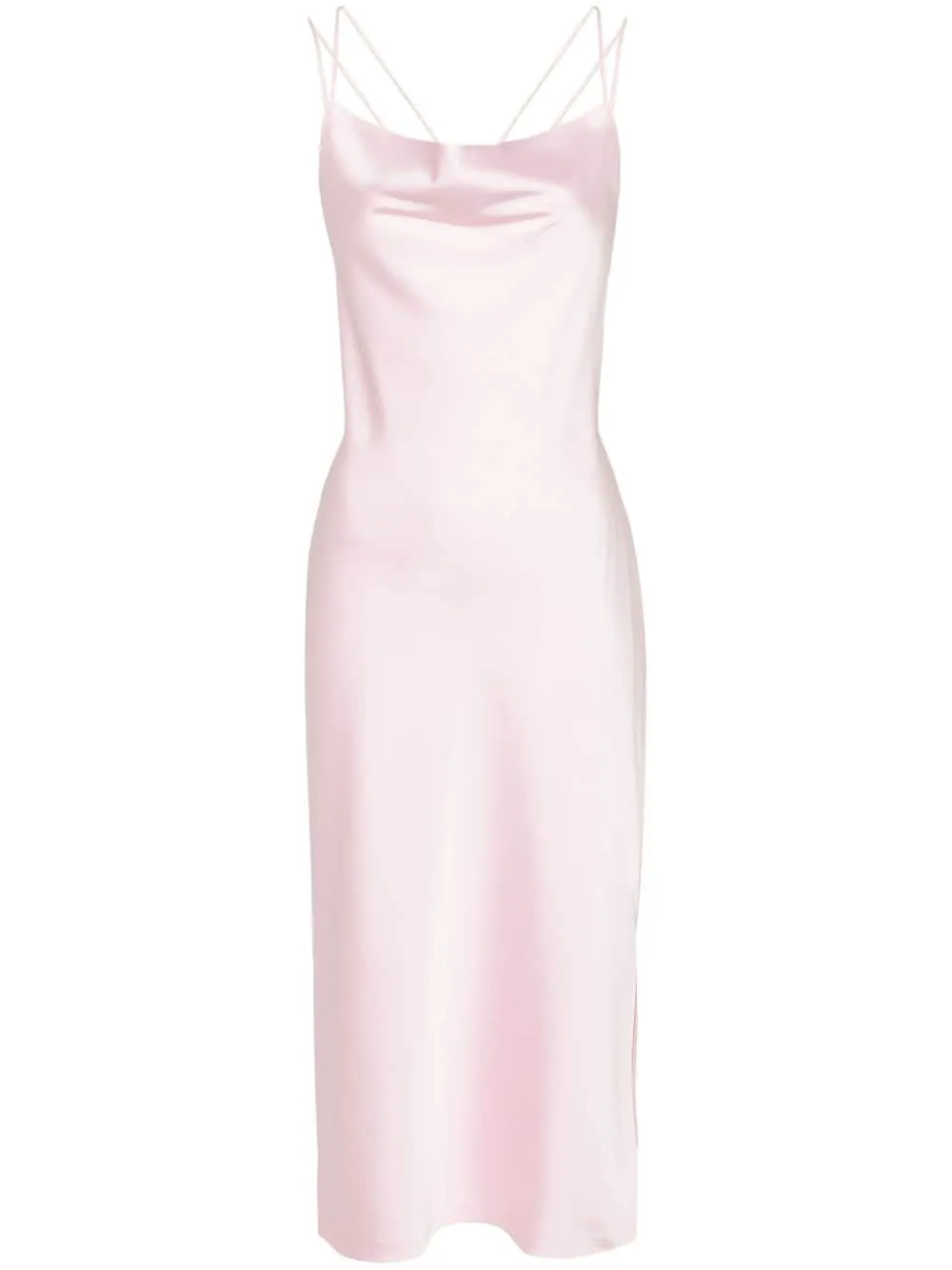 Abito midi satinato in rosa - donna