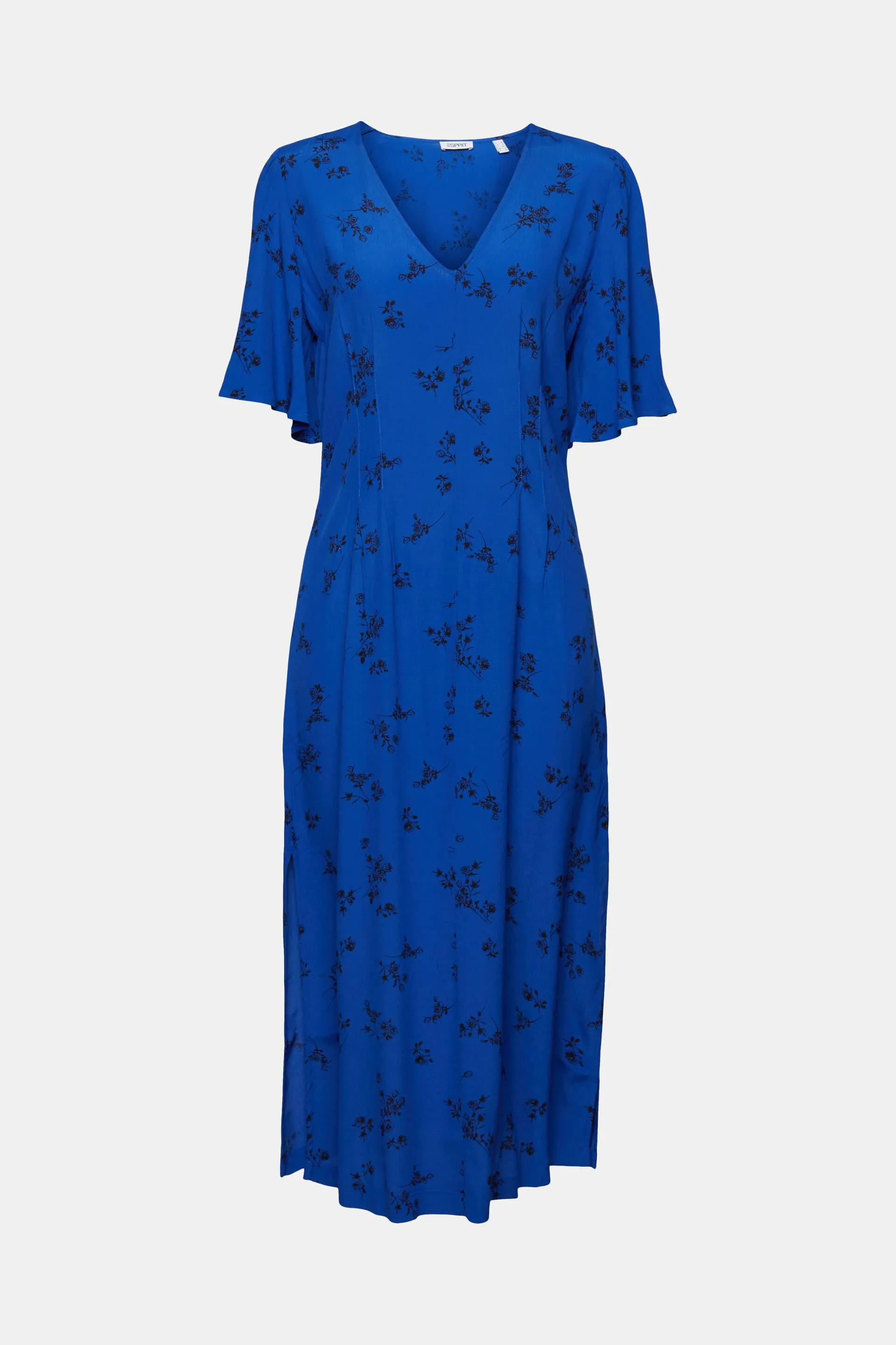 Abito midi stampato con scollo a V