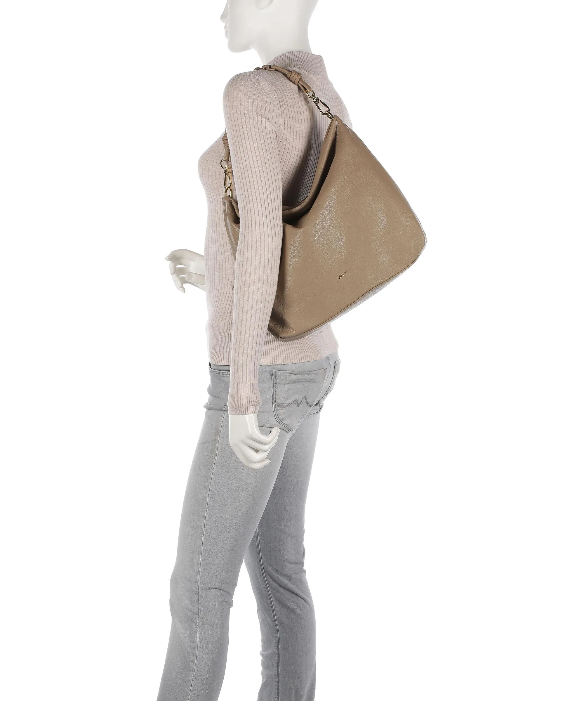  Abro Dalia Poppy Borsa hobo pelle di vacchetta grana marrone chiaro  