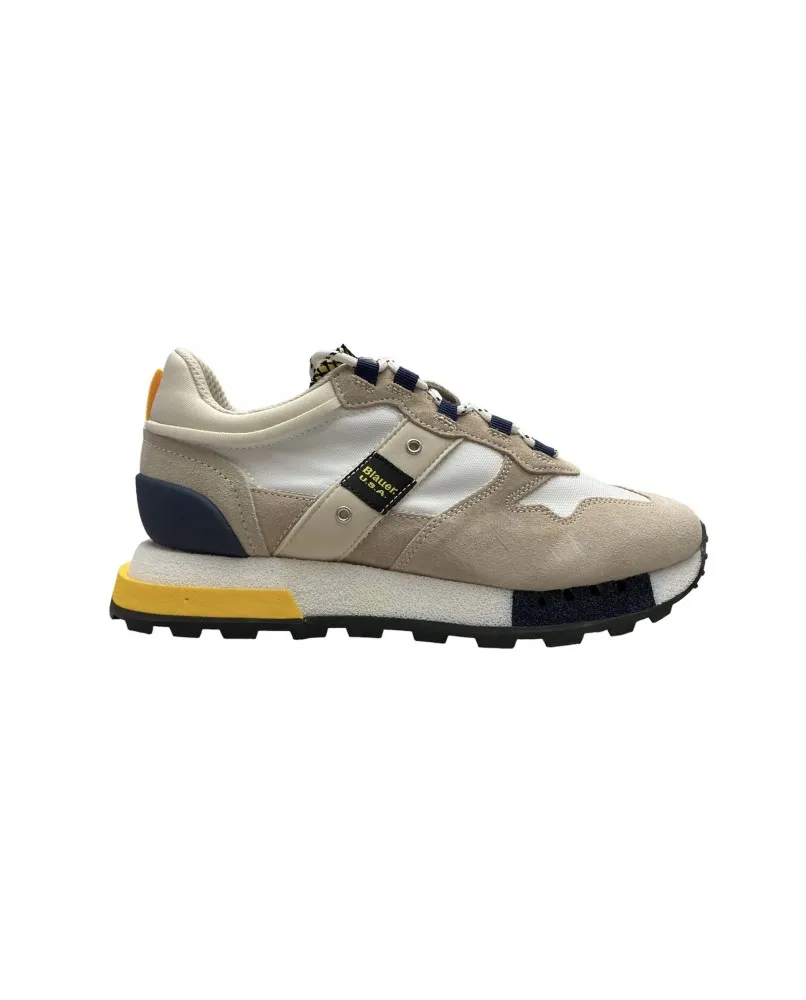 BLAUER HERON sneakers casual scarpe uomo pelle beige