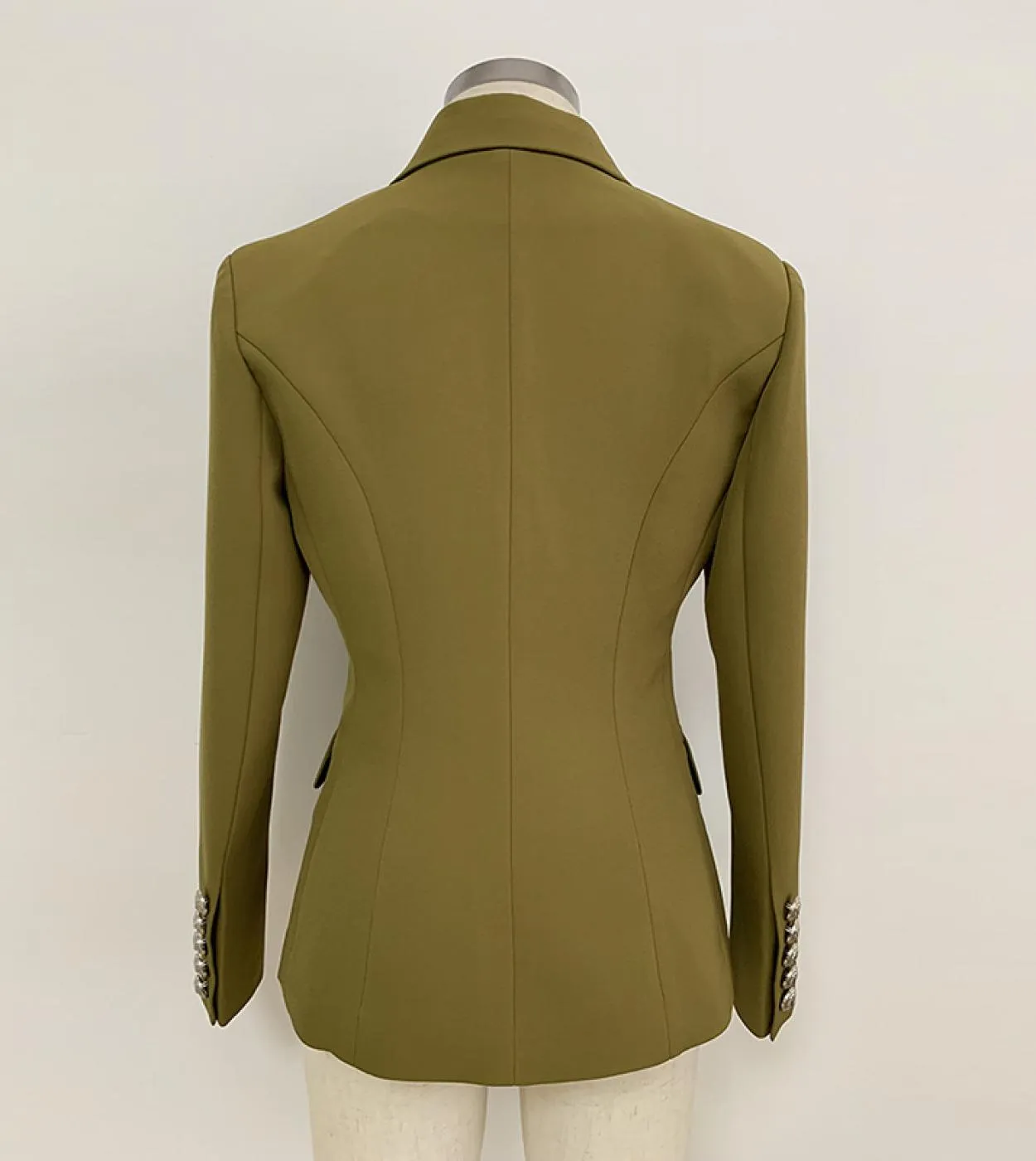 Blazer da donna verde militare Autunno Inverno Giacca da abito nuova Giacca classica da ufficio da donna doppio petto con botton