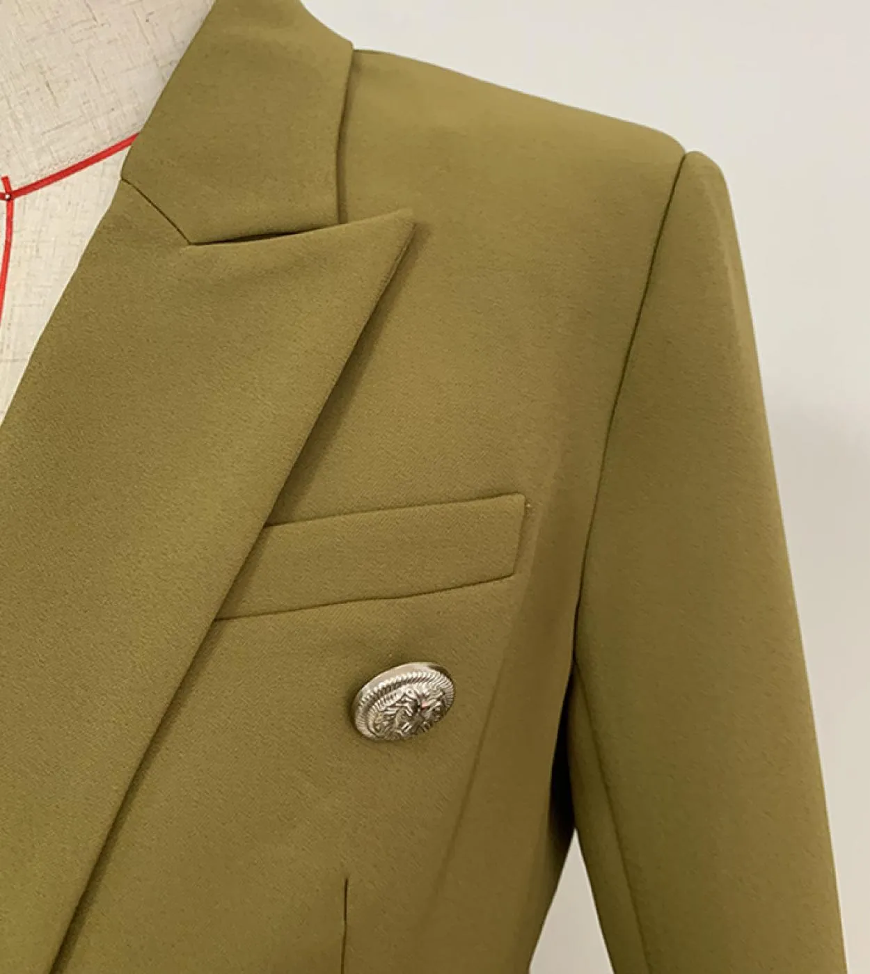 Blazer da donna verde militare Autunno Inverno Giacca da abito nuova Giacca classica da ufficio da donna doppio petto con botton