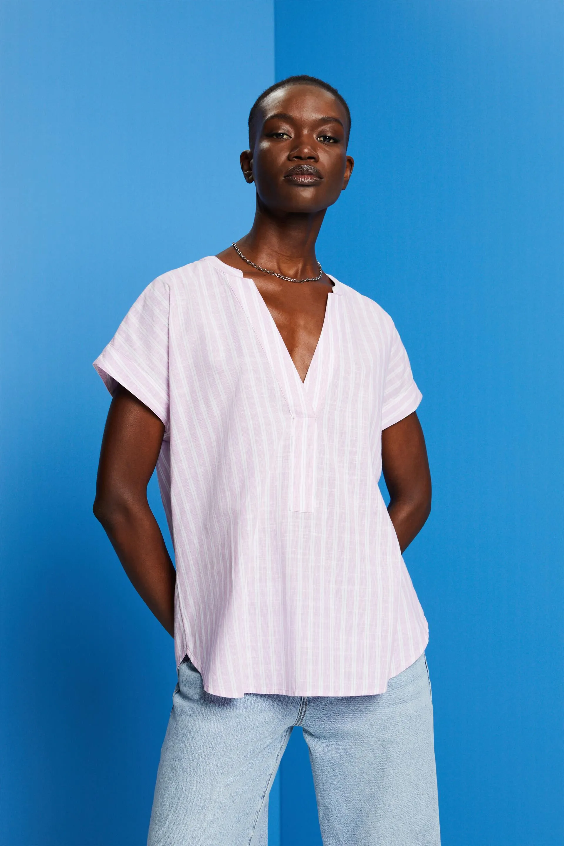 Blusa a righe di cotone