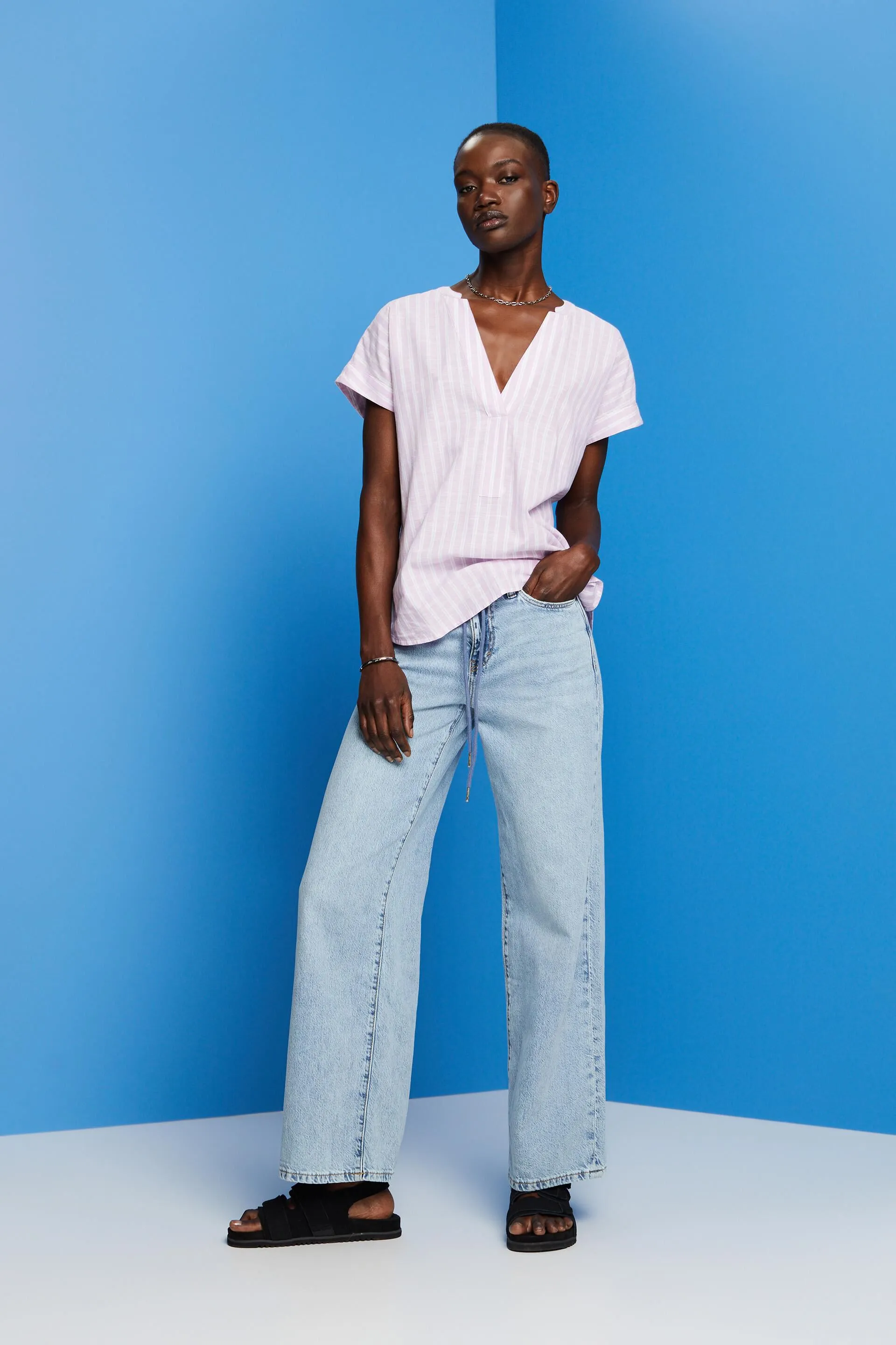 Blusa a righe di cotone