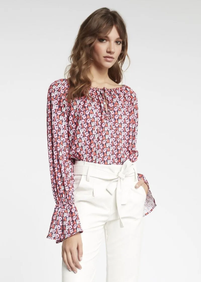 Blusa con stampa lettering