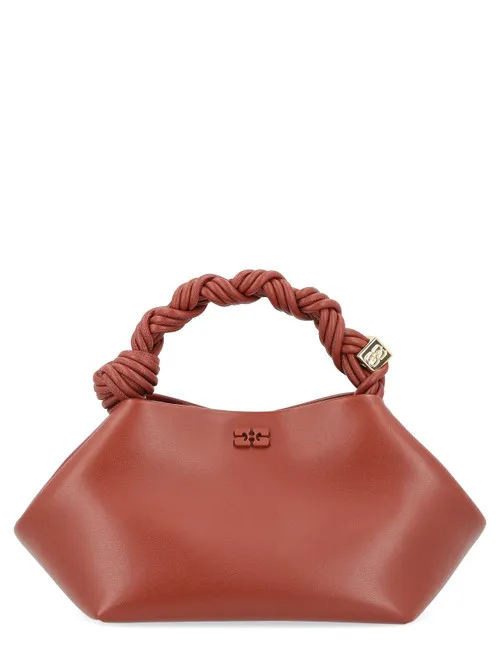 Borsa Ganni Bou Bag Small in pelle color terracotta