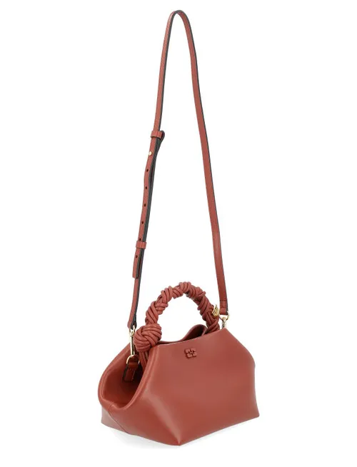 Borsa Ganni Bou Bag Small in pelle color terracotta