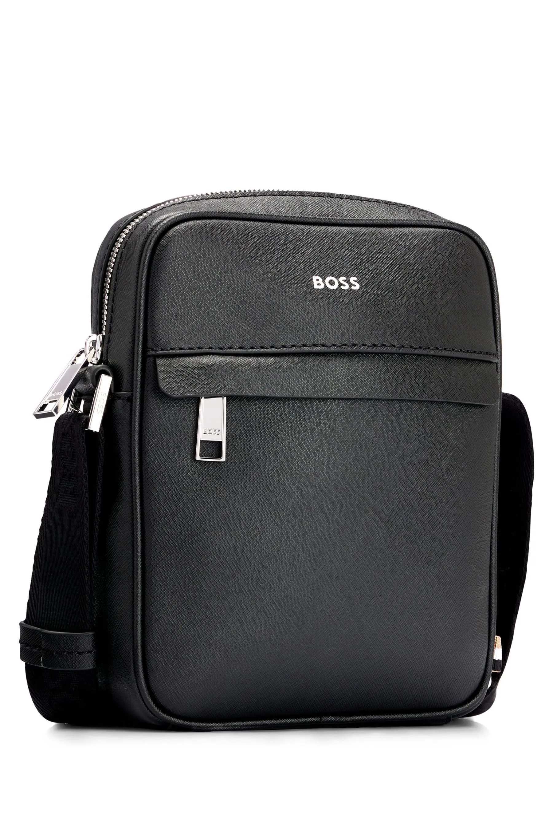 Borsa per reporting in pelle con logo BOSS