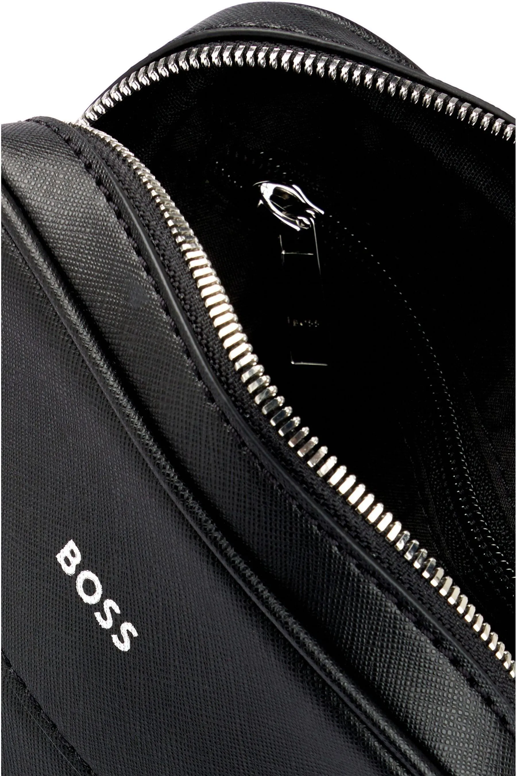 Borsa per reporting in pelle con logo BOSS
