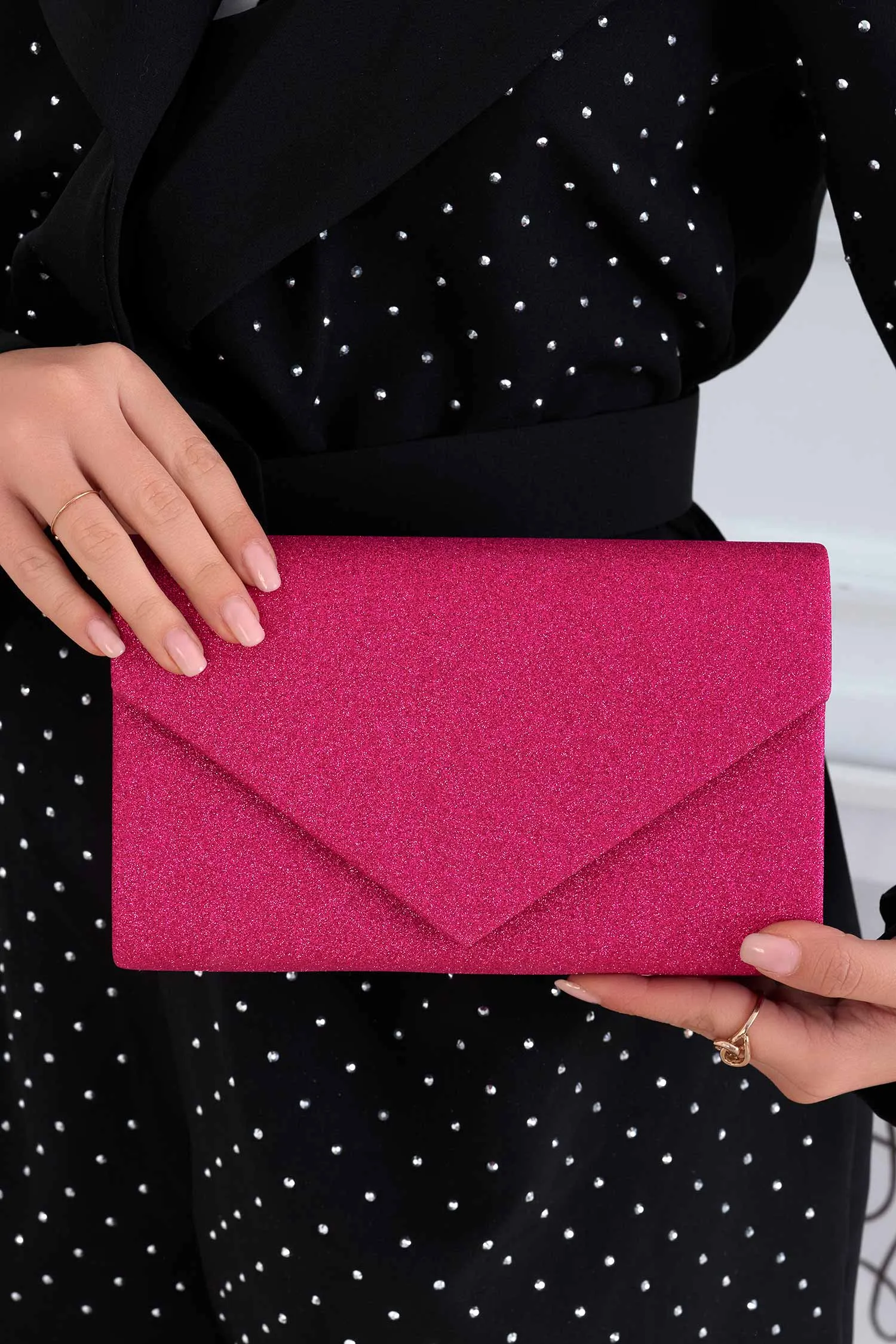 Borsa pochette B204 fuxia con glietter