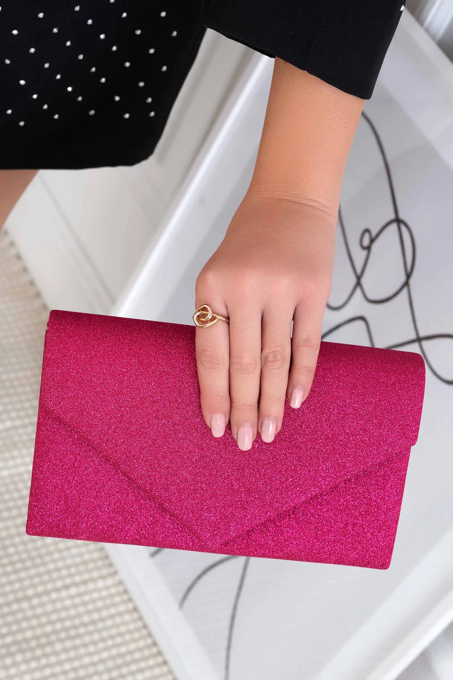 Borsa pochette B204 fuxia con glietter