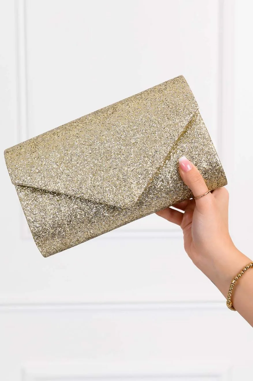 Borsa pochette oro con glitter B203