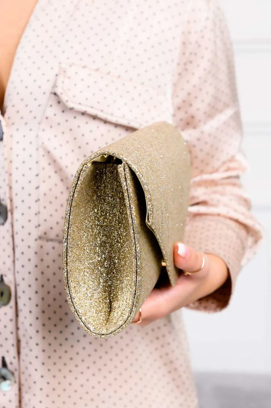 Borsa pochette oro con glitter B203