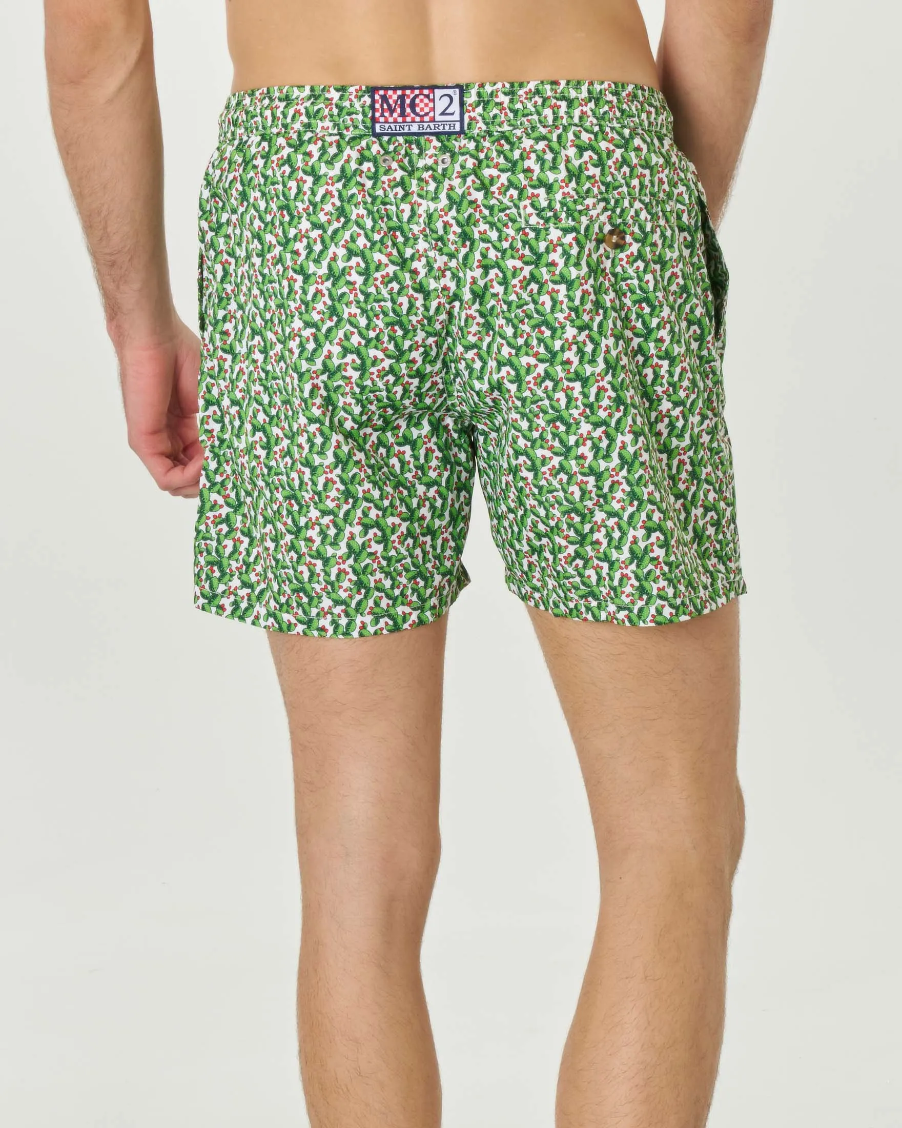 Boxer mare bianco con stampa cactus