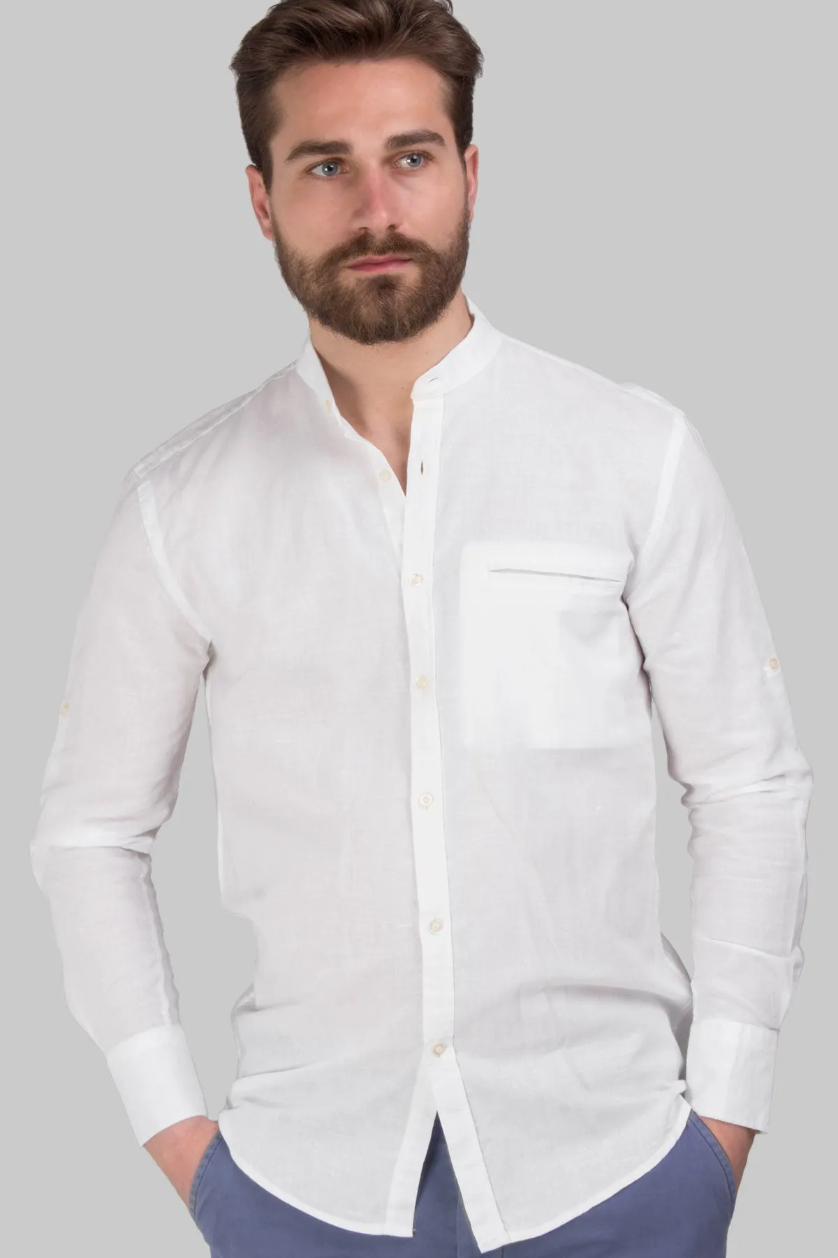 Camicia coreana 100% lino