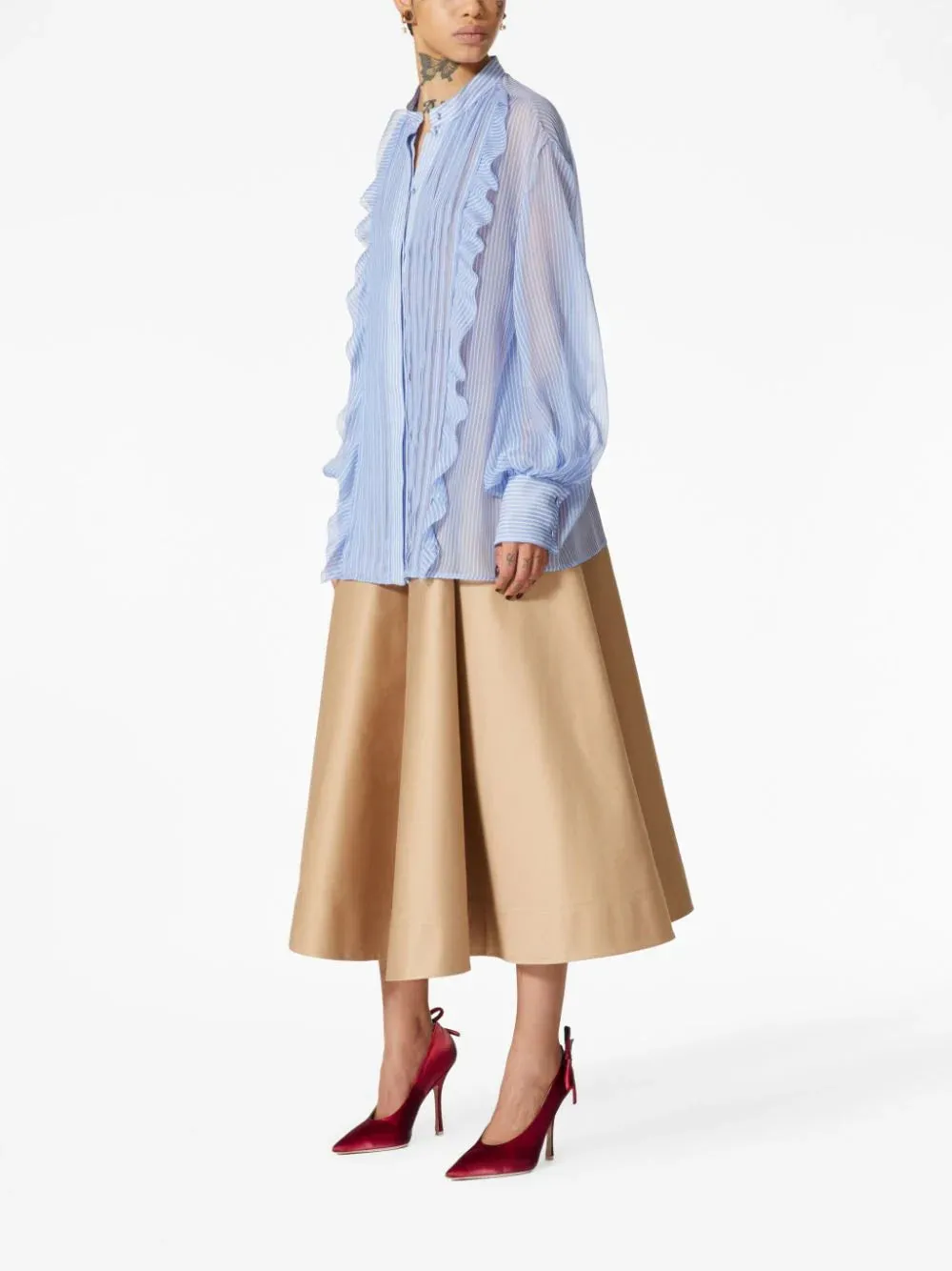 Camicia in Chiffon Classic Stripes