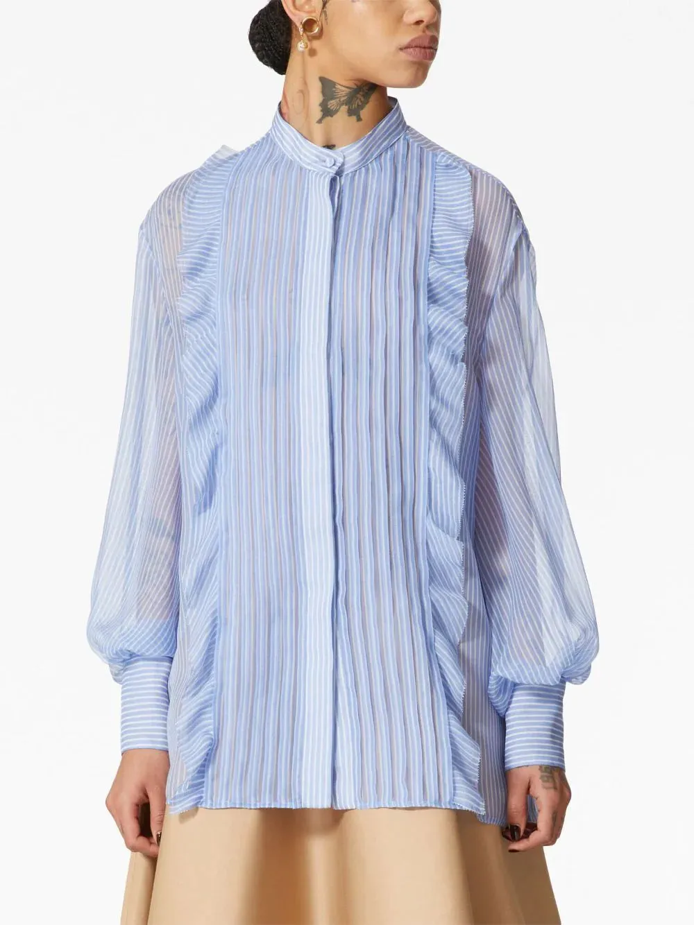 Camicia in Chiffon Classic Stripes