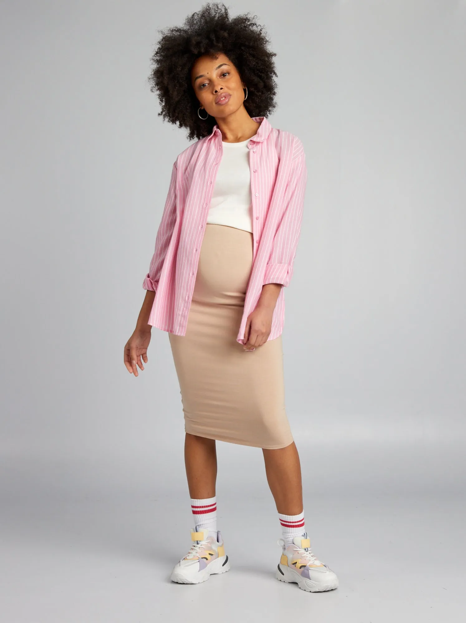 Camicia premaman a righe - ROSA