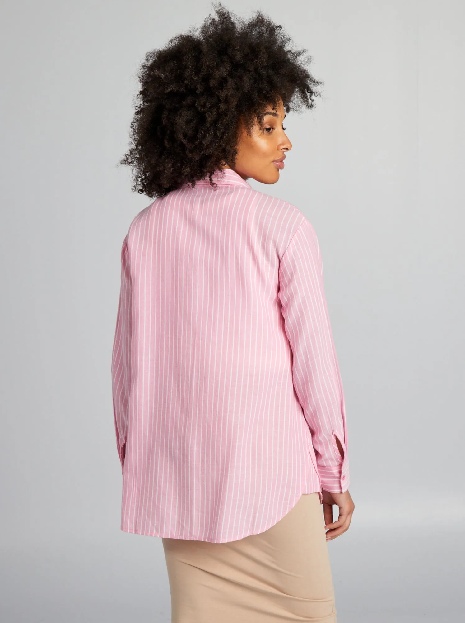 Camicia premaman a righe - ROSA