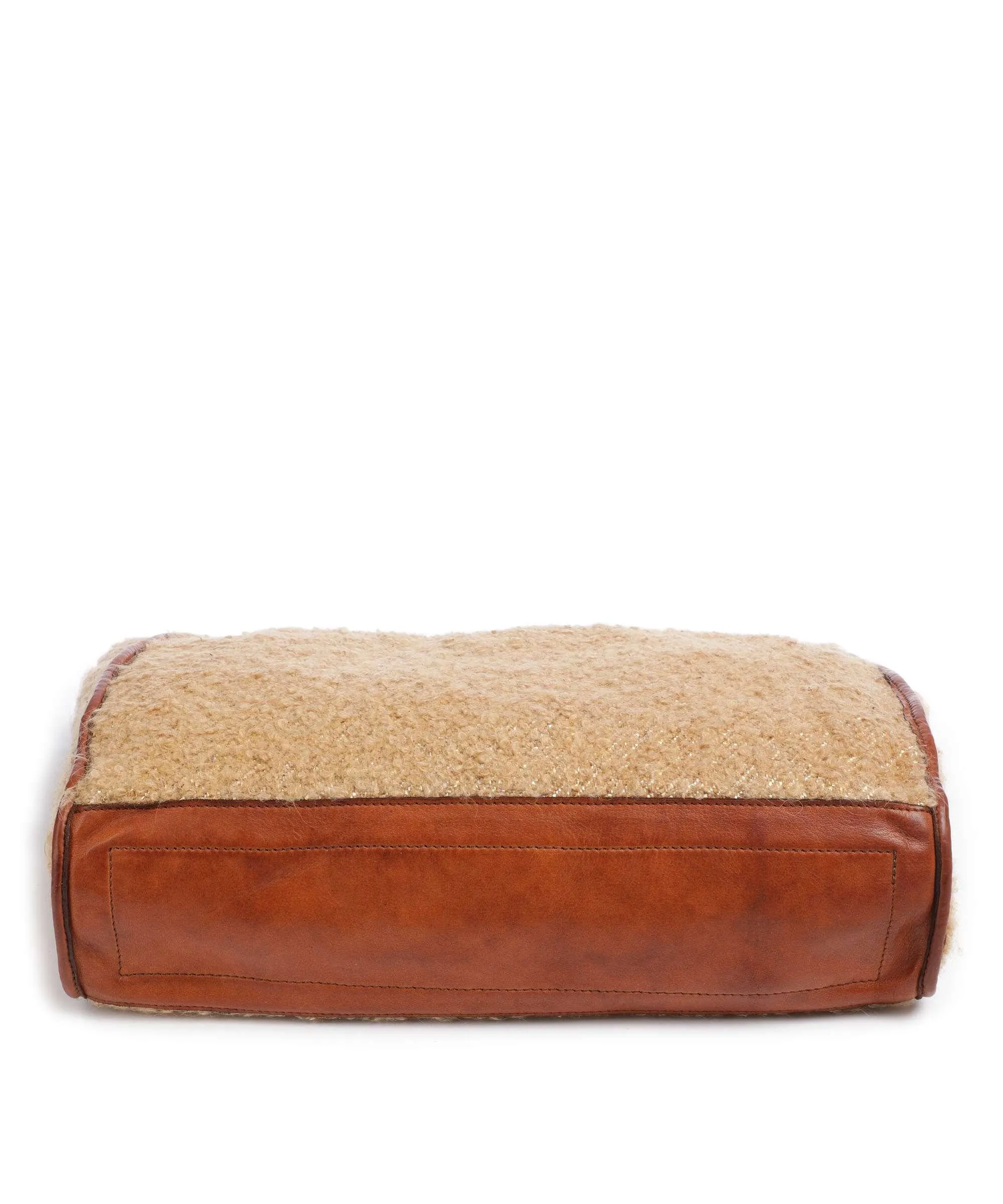  Campomaggi Borsa a mano pelle di vacchetta grana, eco-pelliccia cognac  