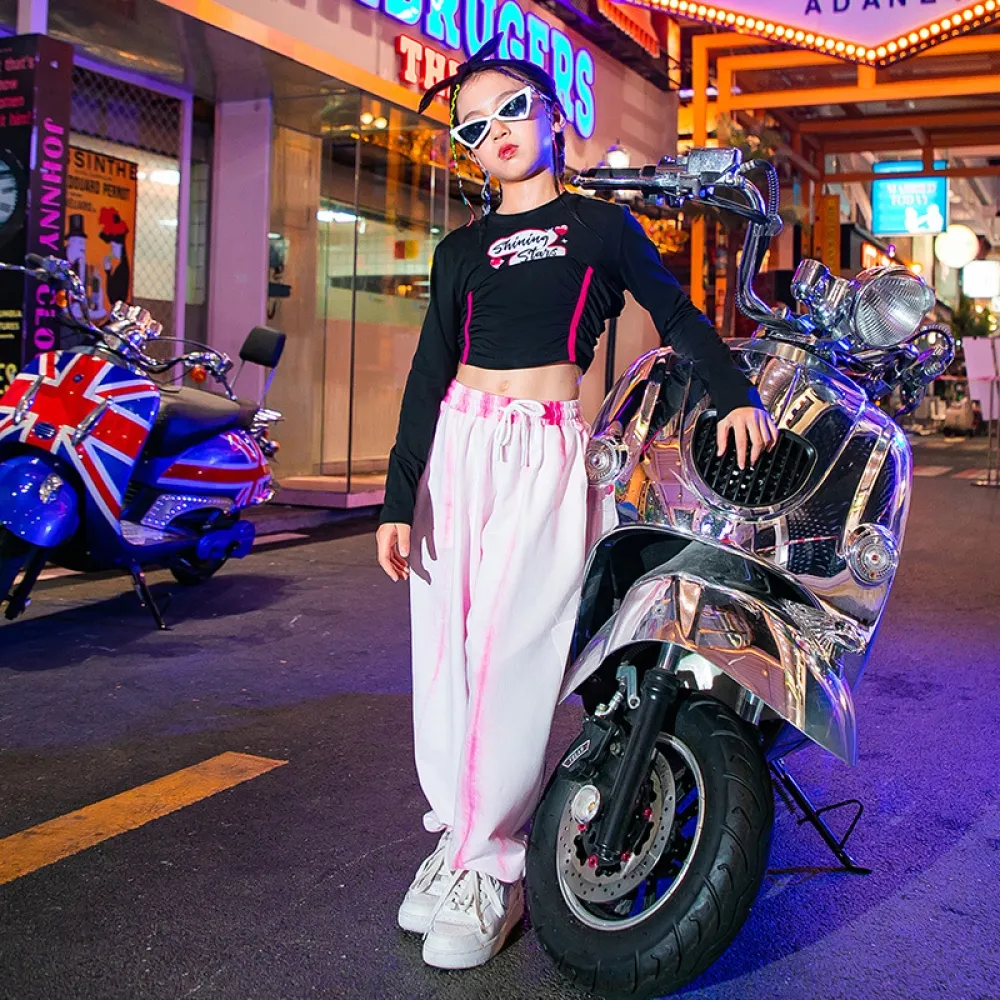 Capodanno Ragazze Abbigliamento per danza jazz Passerella alla moda Abiti per spettacoli Moda per ragazze Danza Hip-hop per bamb