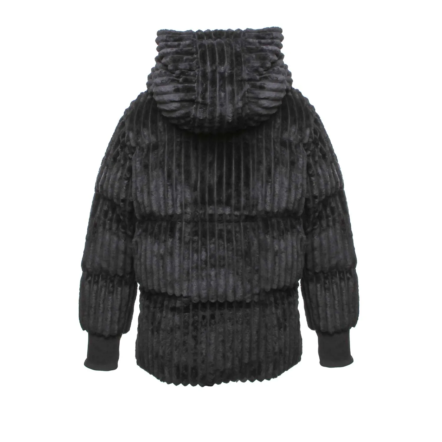 Cappotto Nero A Coste Bambina E Teenager