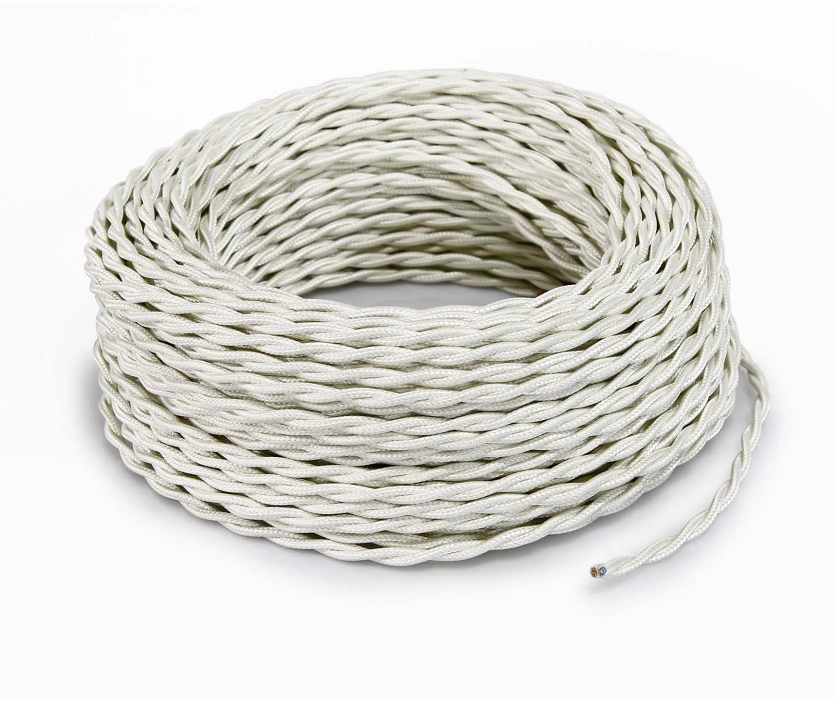 Cavo tessile trecciato 2 x 0,75 mm² avorio 3 m