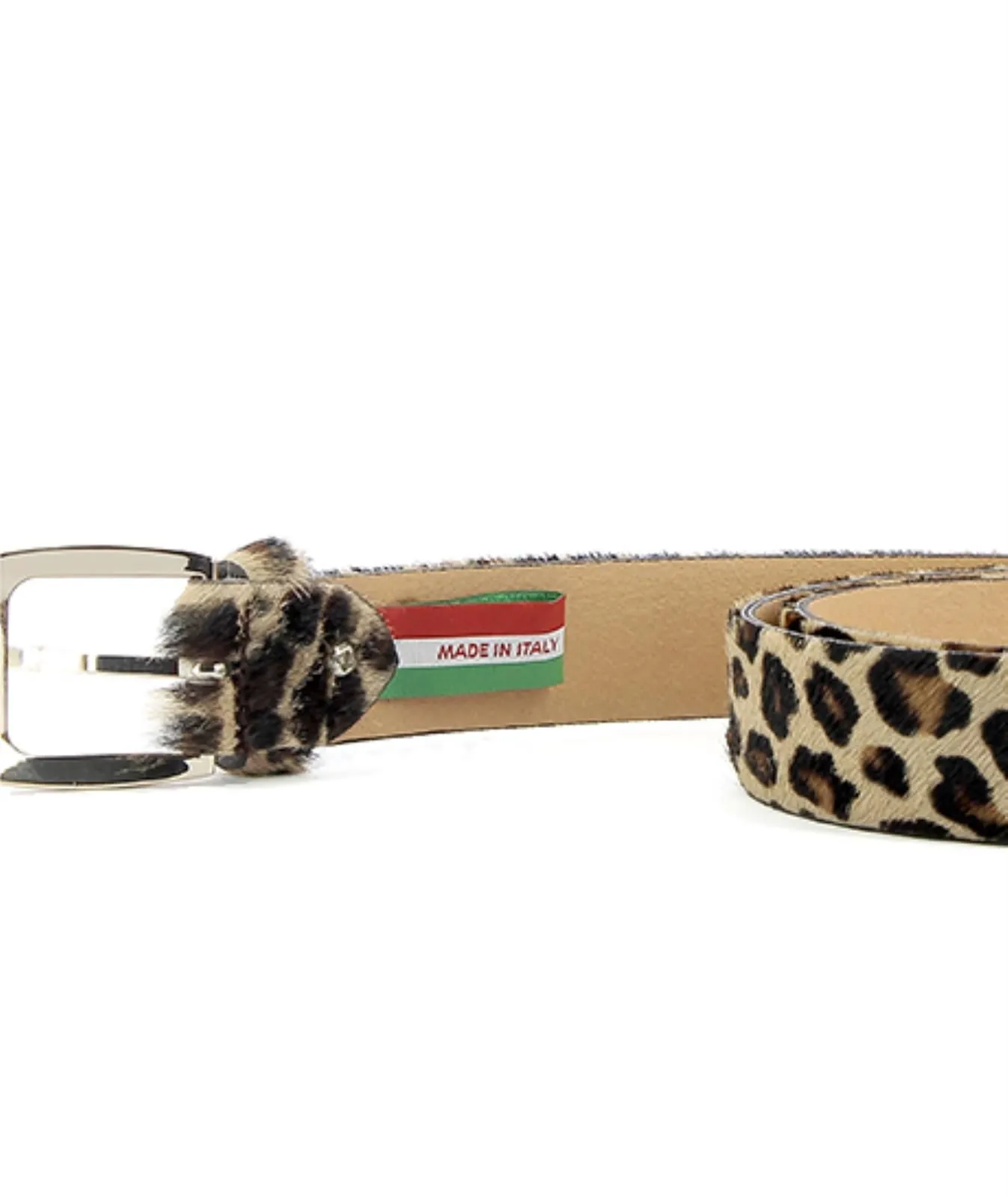 Cintura beige animalier pelle