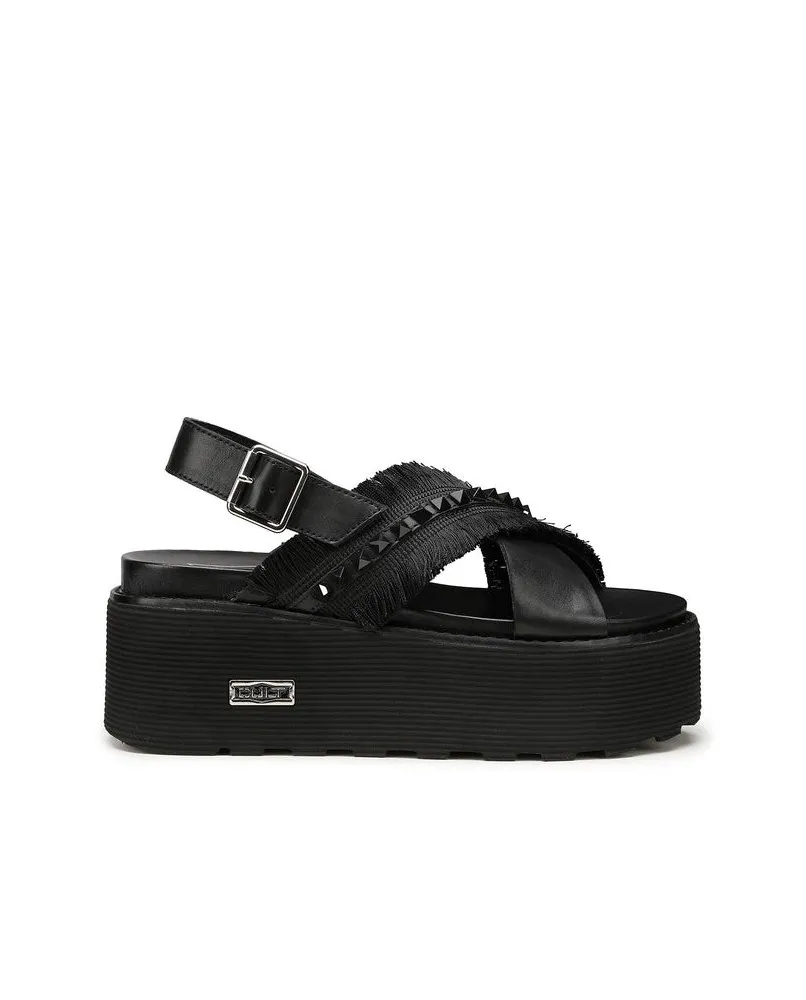 CULT NANCY 4263 sandali platform zeppa pelle nero scarpe donna