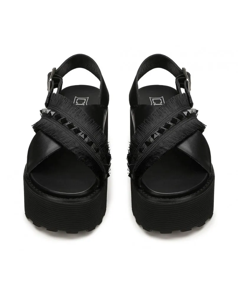 CULT NANCY 4263 sandali platform zeppa pelle nero scarpe donna