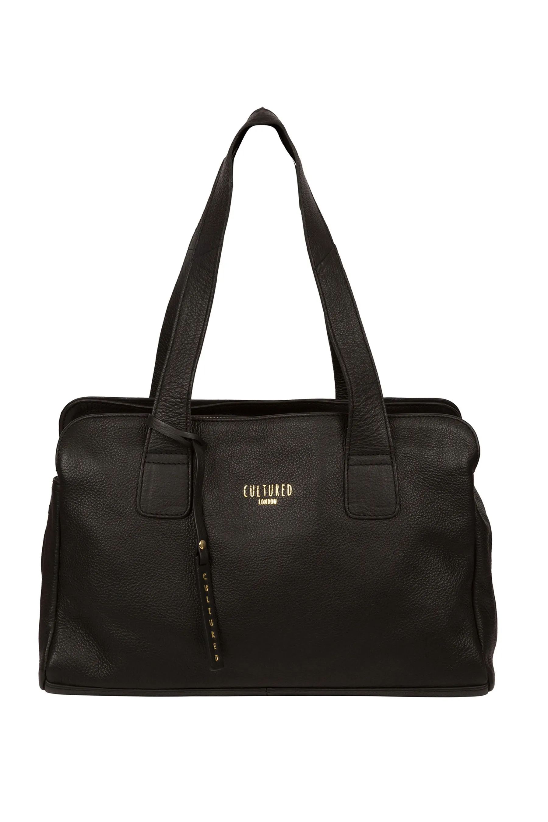 Cultured London - Borsa Blu in pelle con stampa