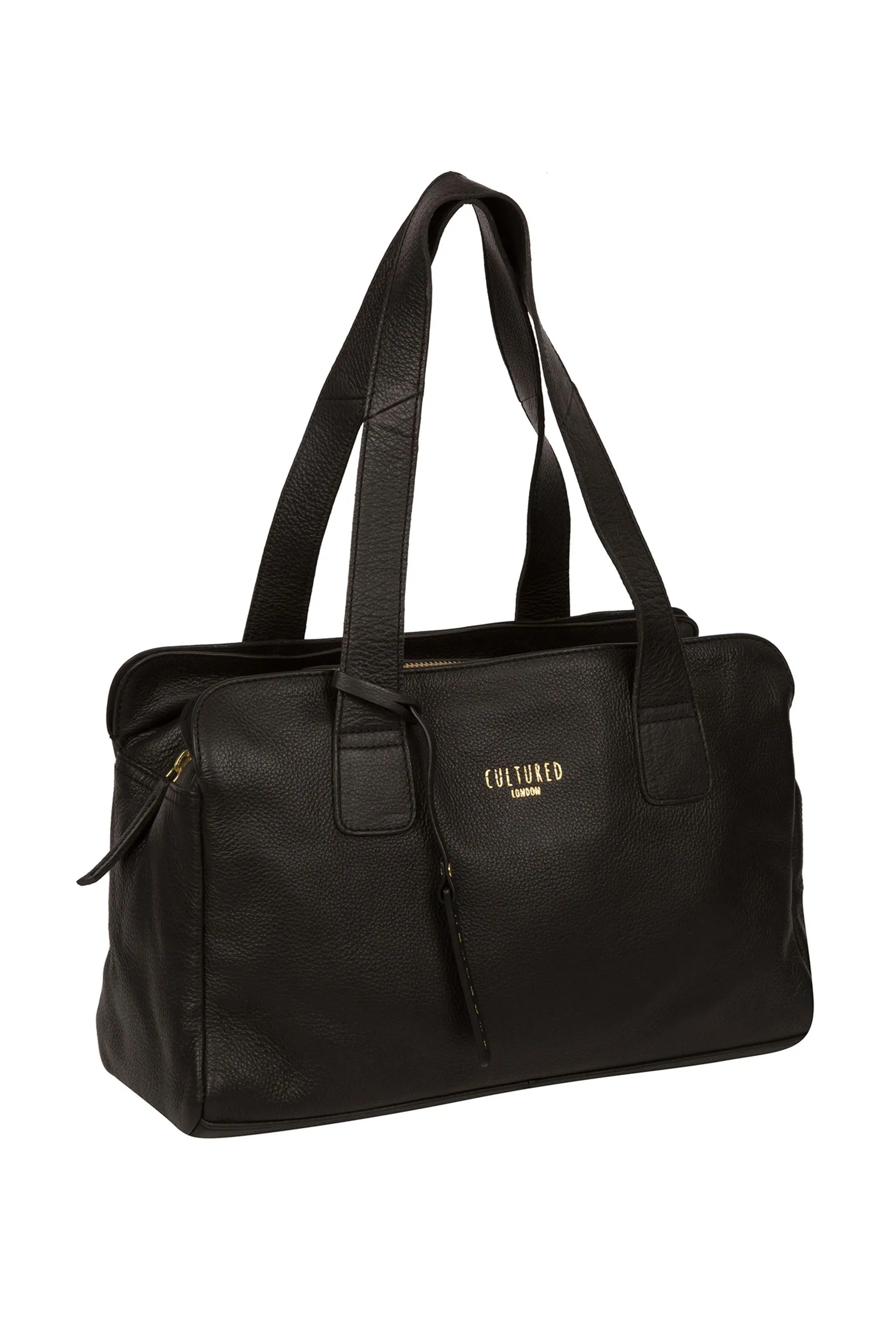 Cultured London - Borsa Blu in pelle con stampa