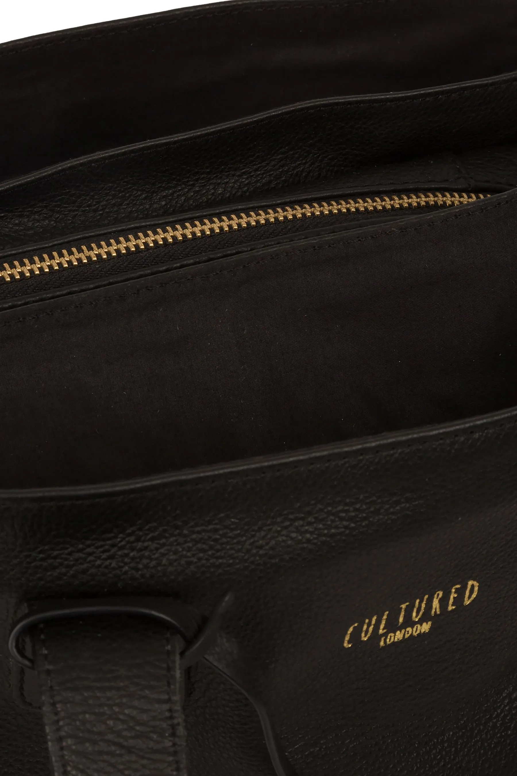 Cultured London - Borsa Blu in pelle con stampa