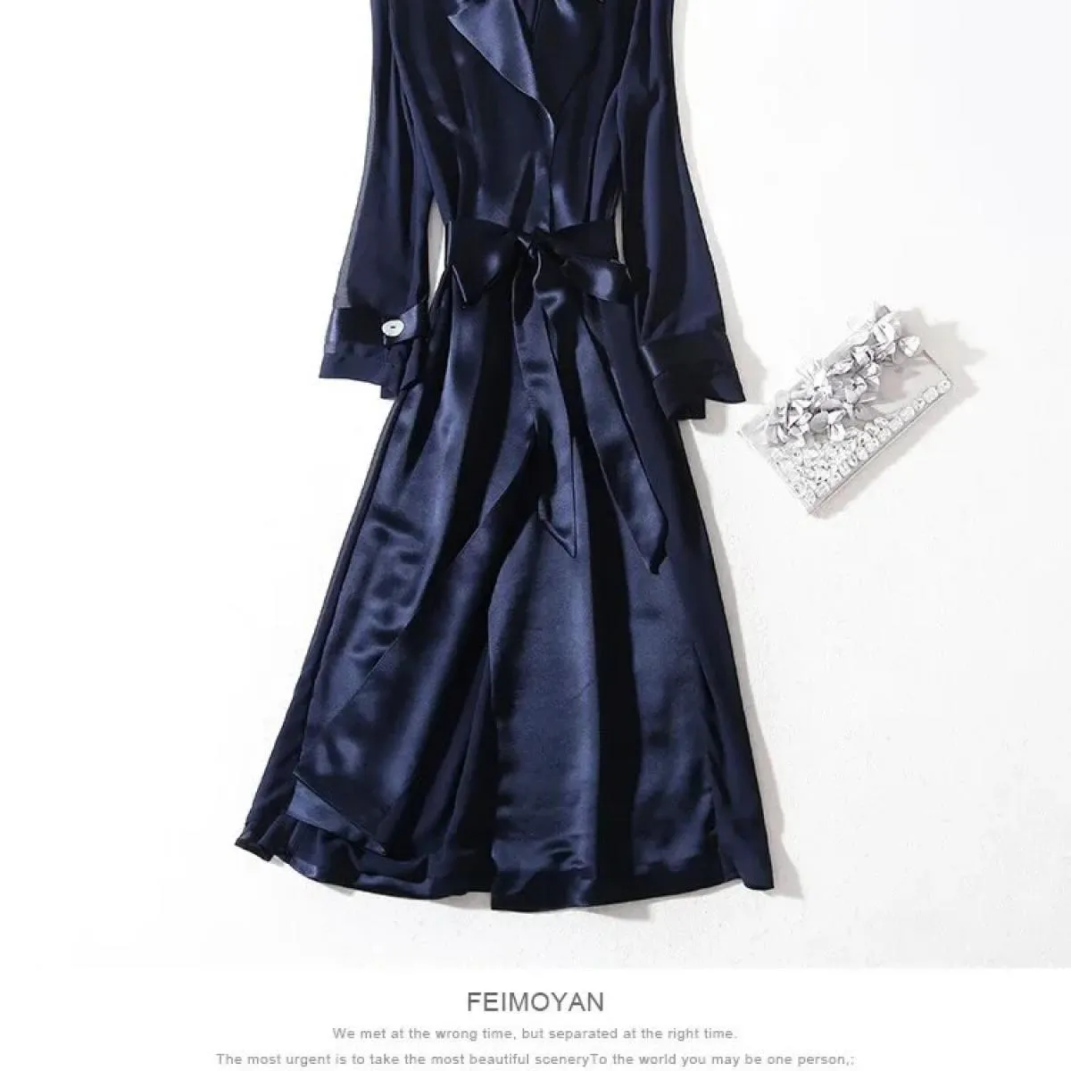 Designer Donna Abbigliamento Giacca a vento Donna 2023 Nuovo Mid Long Autumn Cappotto sottile Manica in organza Cappotto in acet