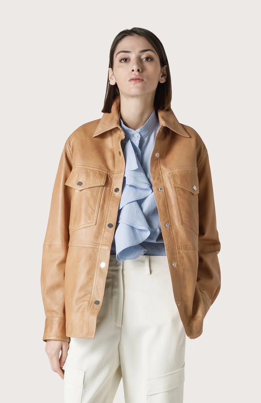 Donna Seventy Venezia  | Overshirt In Pelle Effetto Vintage
