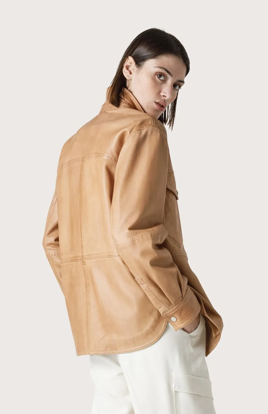 Donna Seventy Venezia  | Overshirt In Pelle Effetto Vintage