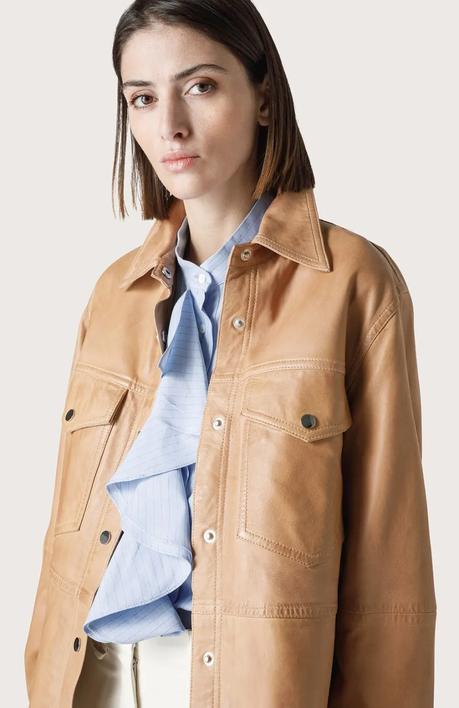 Donna Seventy Venezia  | Overshirt In Pelle Effetto Vintage