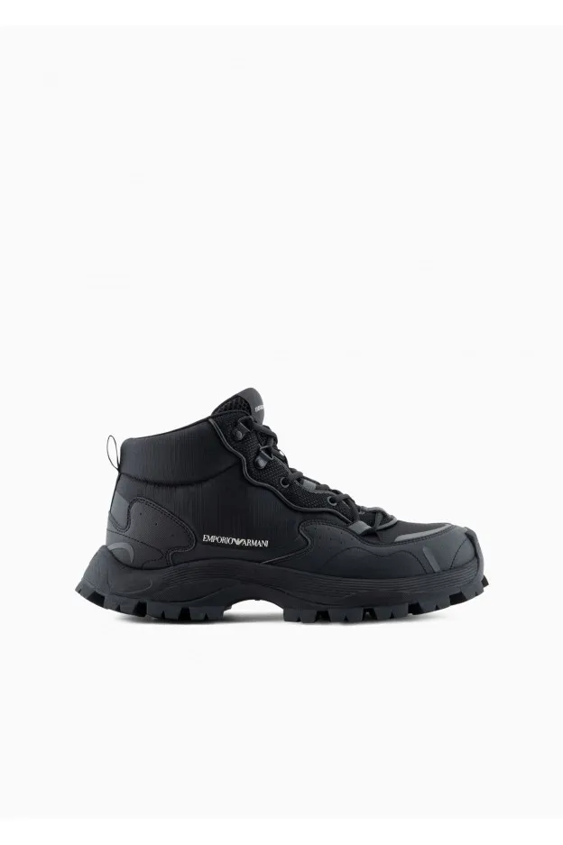Emporio Armani Sneakers allacciatura trekking in nylon ripstop e mesh