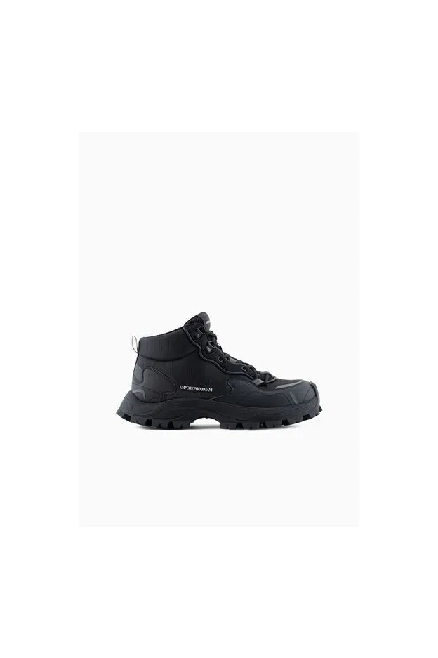 Emporio Armani Sneakers allacciatura trekking in nylon ripstop e mesh