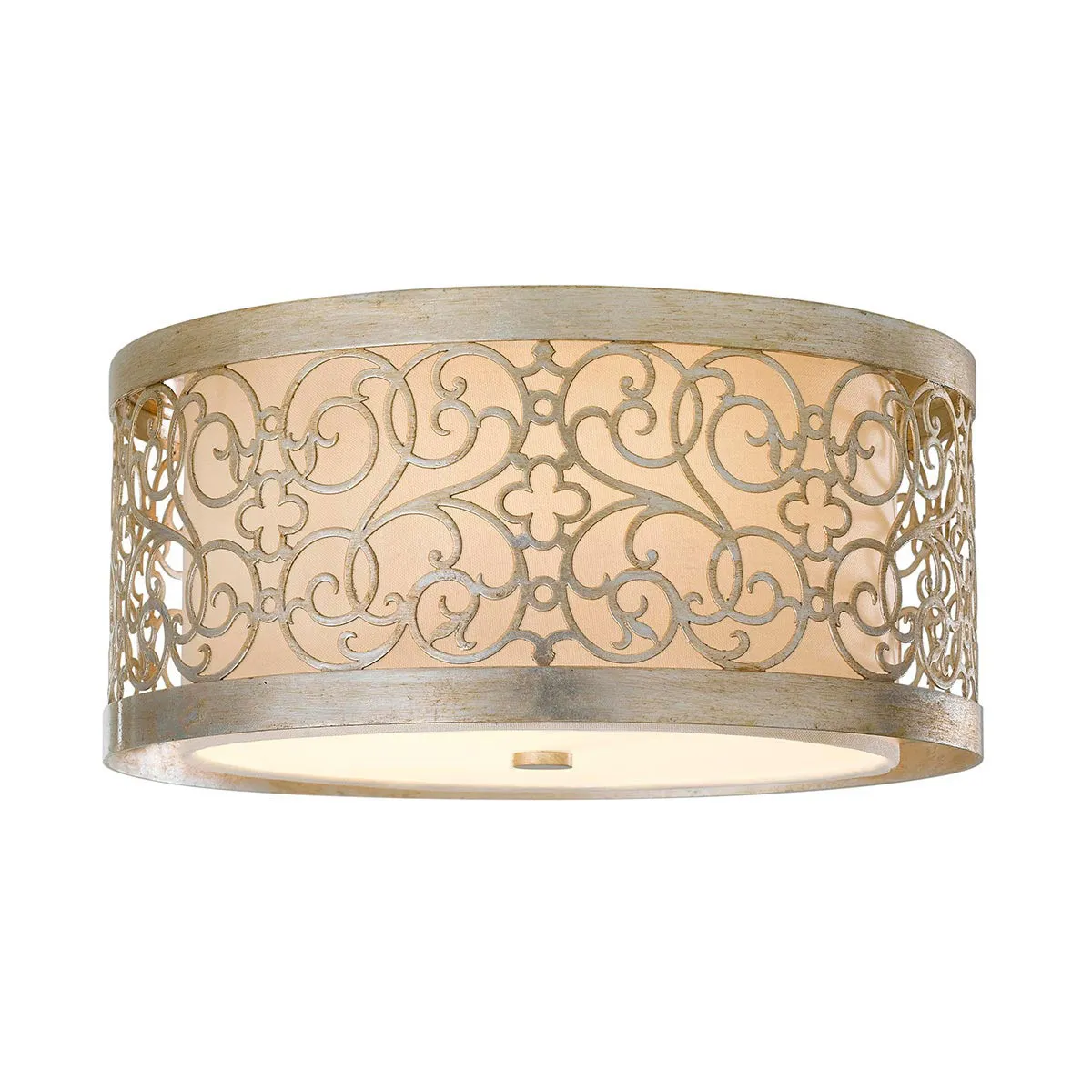 Feiss  Lampada a soffitto classica in acciaio con diffusore in vetro e tessuto a 2 luci Arabesque - 40W