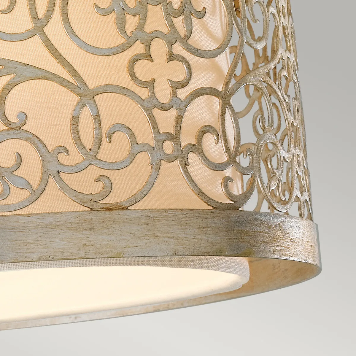 Feiss  Lampada a soffitto classica in acciaio con diffusore in vetro e tessuto a 2 luci Arabesque - 40W