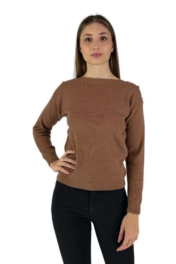 Fly Girl maglia scollo a barca con bottoni in misto viscosa 11501/01