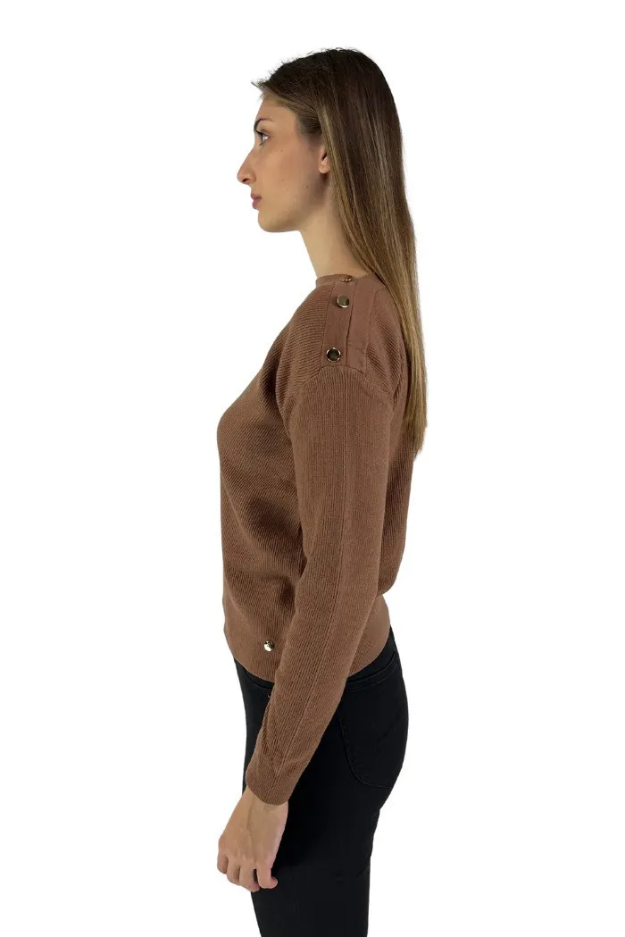 Fly Girl maglia scollo a barca con bottoni in misto viscosa 11501/01