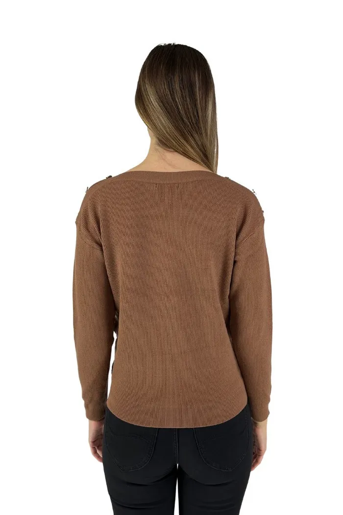Fly Girl maglia scollo a barca con bottoni in misto viscosa 11501/01