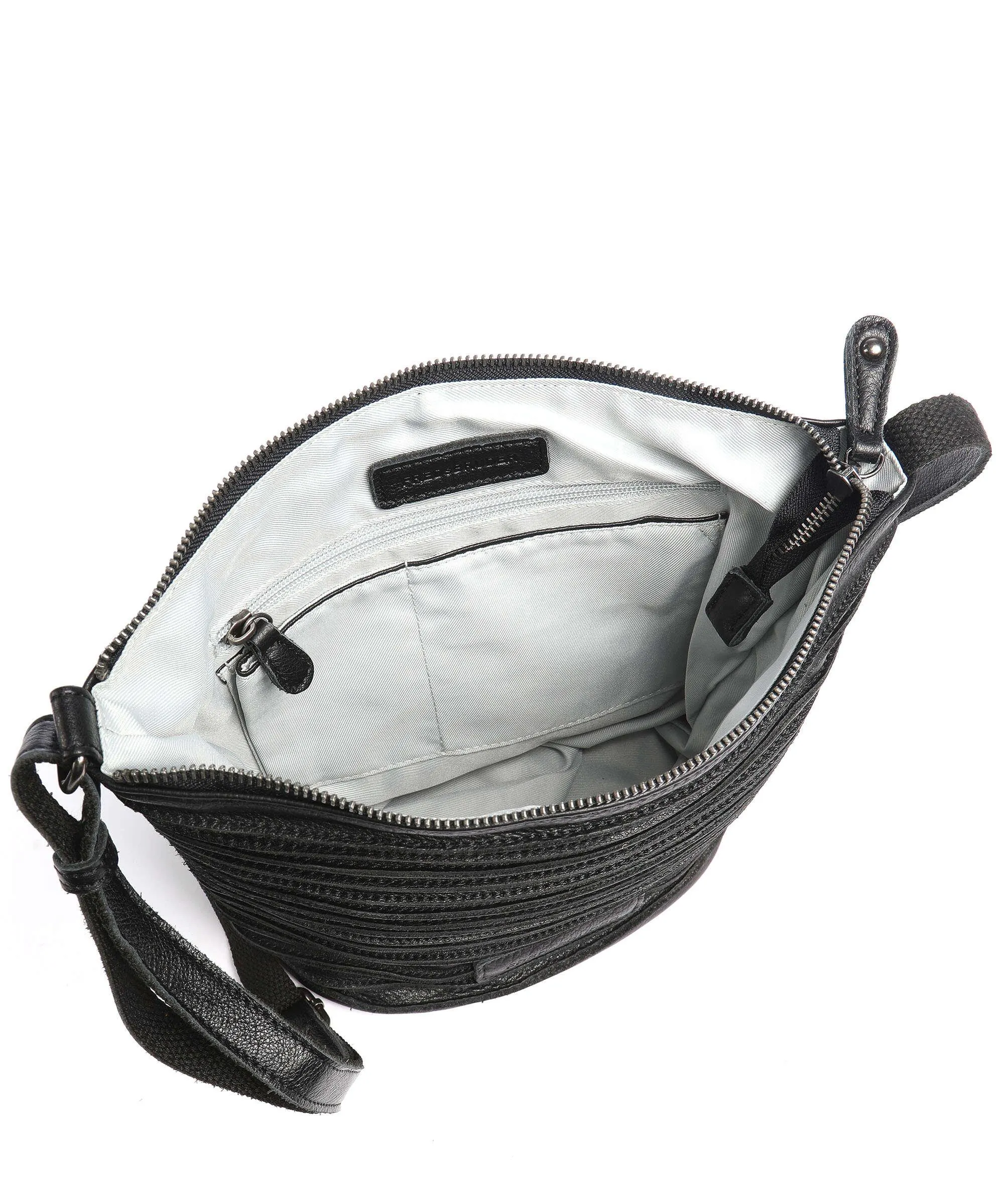  FredsBruder Riffellinchen Borsa a tracolla pelle di vacchetta grana nero  