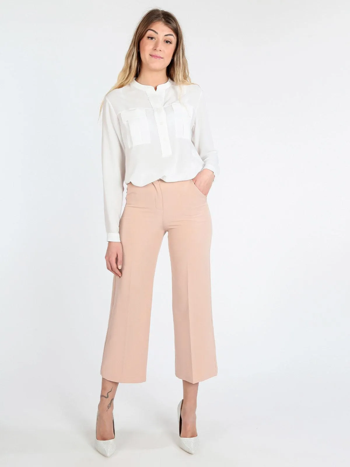 Frenetika Pantalon culotte de couleur unie pour femme